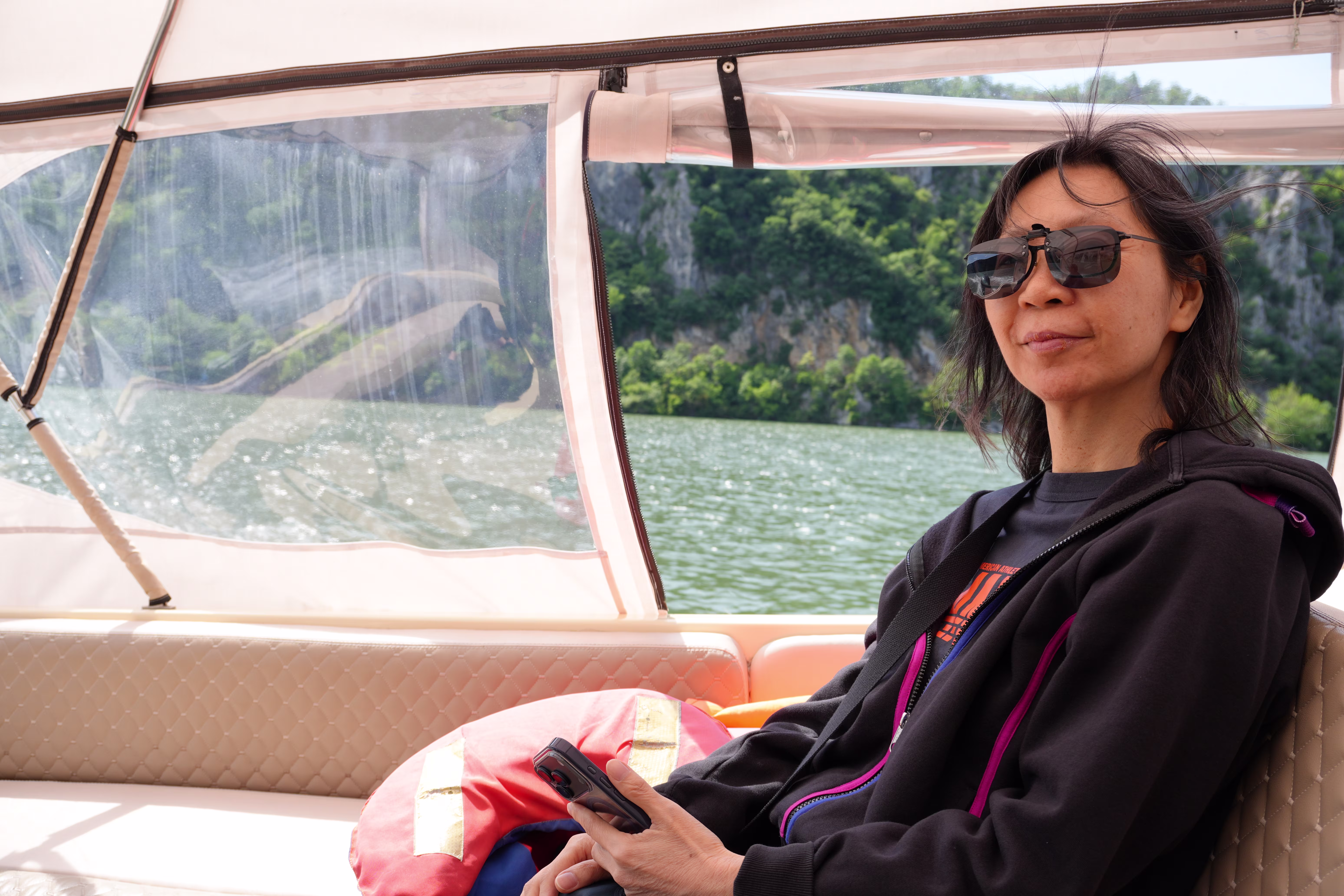 Mom on boat
